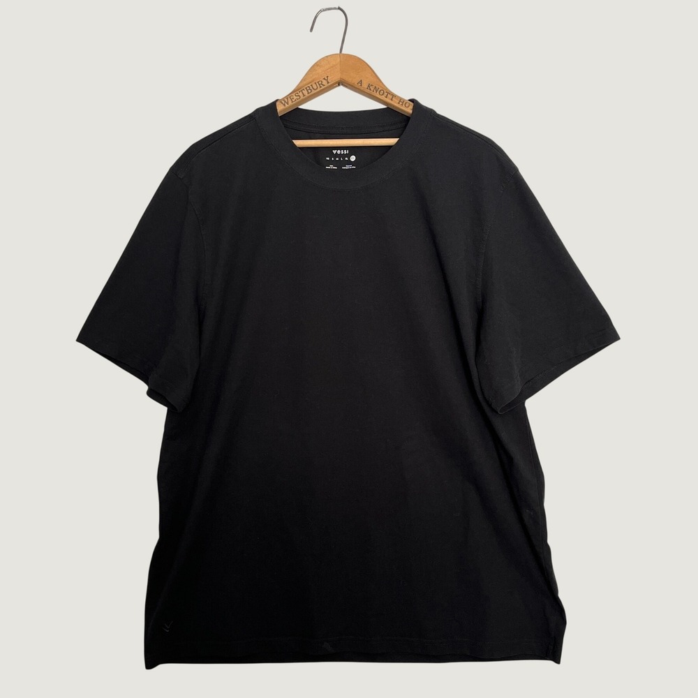Vessi‎ Mens Short Sleeve Crew Neck T-Shirt Black Sorona Cotton Blend XXL